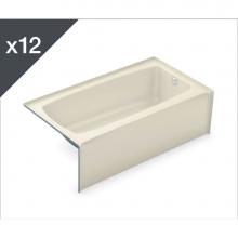 Aker 141358-002-004-502 - TO-3260 AFR AcrylX Alcove Right-Hand Drain Bath in Bone