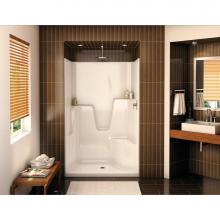 Aker 141033-R-000-002 - SHLS/RS-48 48.25 in. x 36 in. x 76.5 in. 1-piece Alcove Shower with Right Seat, Center Drain in Wh