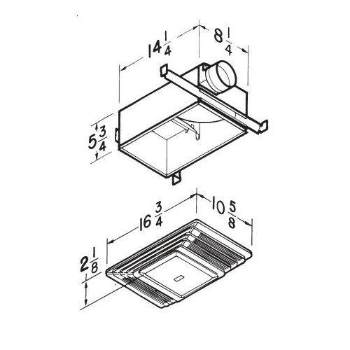 Fan/Light, White Plastic Grille, 70 CFM.