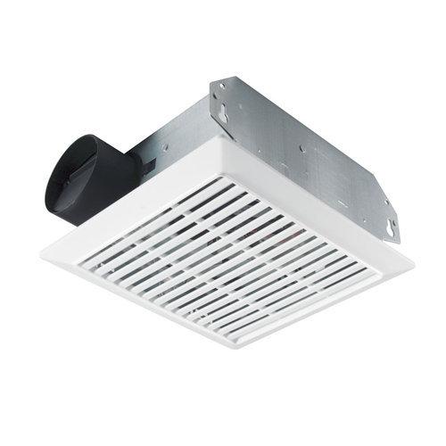 Ceiling/Wall Mount Fan, White Plastic Grille, 70 CFM.