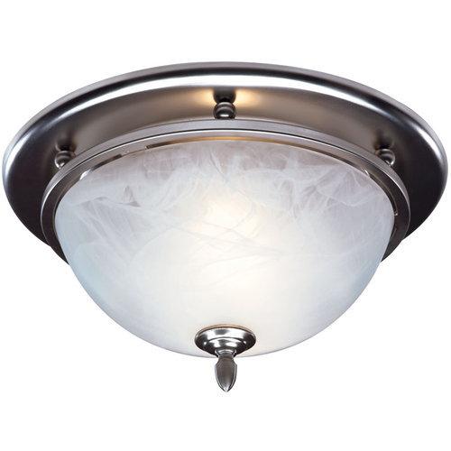 Decorative Fan/Light, Satin Nickel Finish, Glass Globe,  Uses two 60 Watt candelabra bulbs, 70 CFM.