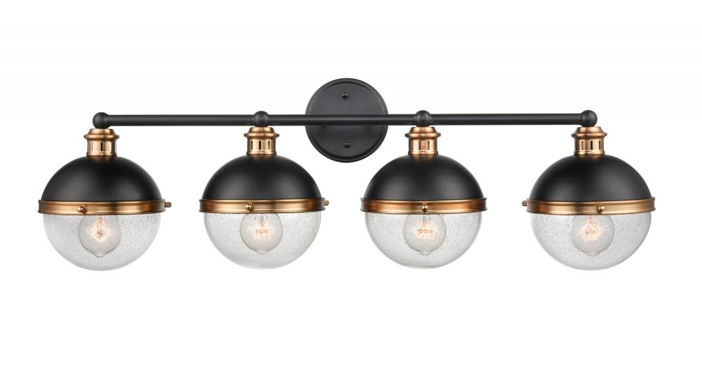 Ellmira 4-Light Vanity Matte Black/ Aged Brass