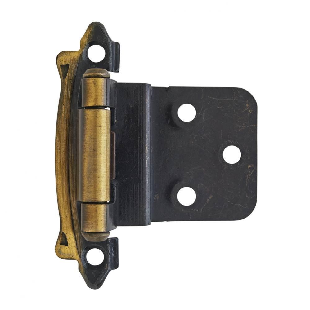 3/8in (10 mm) Inset Self-Closing, Face Mount Antique Brass Hinge - 2 Pack