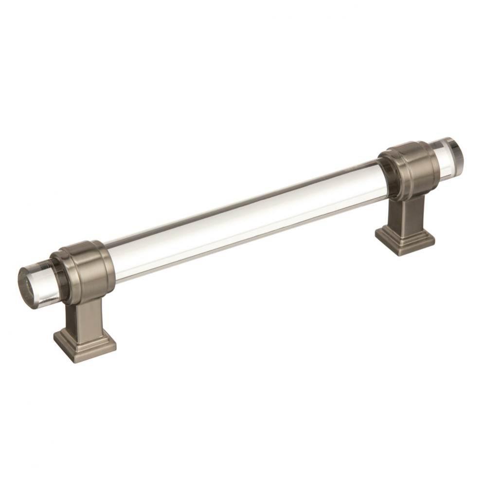 Glacio 5-1/16 in (128 mm) Center-to-Center Clear/Satin Nickel Cabinet Pull