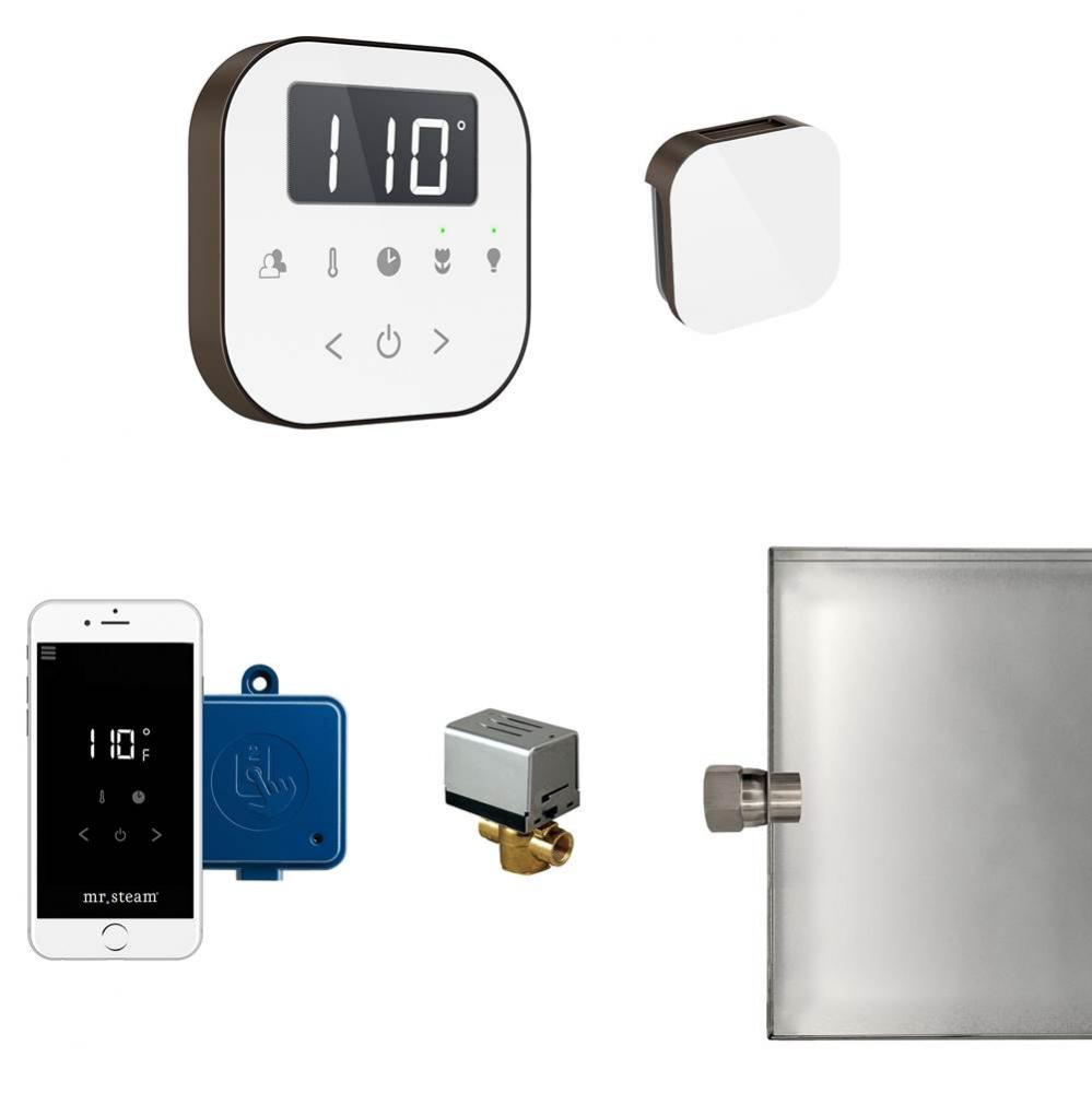 AirButler Steam Shower Control Package with AirTempo Control and Aroma Glass SteamHead in White Oi