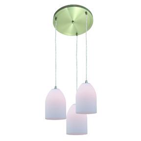 Three Light Brushed Steel Opal Glass Multi Light Pendant