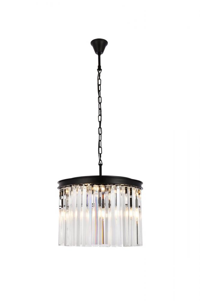 Sydney 6 Light Matte Black Pendant Clear Royal Cut Crystal