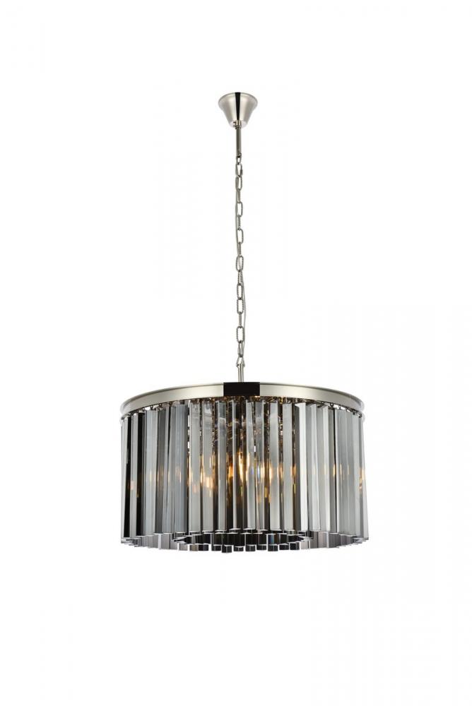 Sydney 8 Light Polished Nickel Chandelier Silver Shade (Grey) Royal Cut Crystal