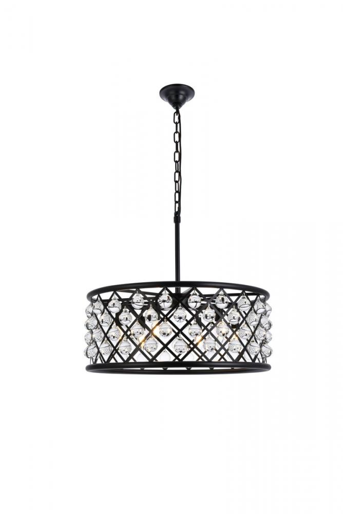 Madison 6 Light Matte Black Chandelier Clear Royal Cut Crystal