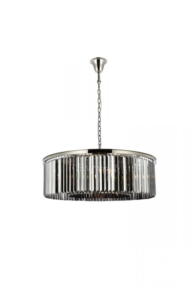 Sydney 10 Light Polished Nickel Chandelier Silver Shade (Grey) Royal Cut Crystal