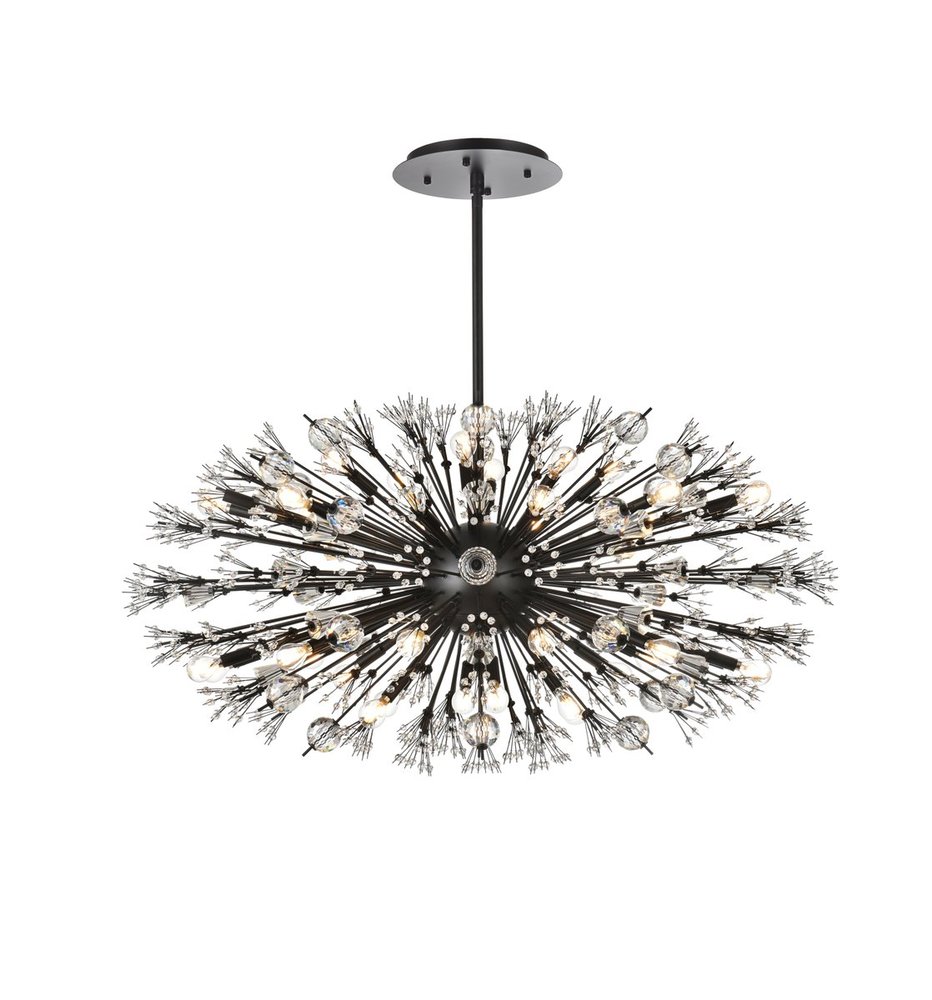 Vera 48 Inch Crystal Starburst Oval Pendant in Black