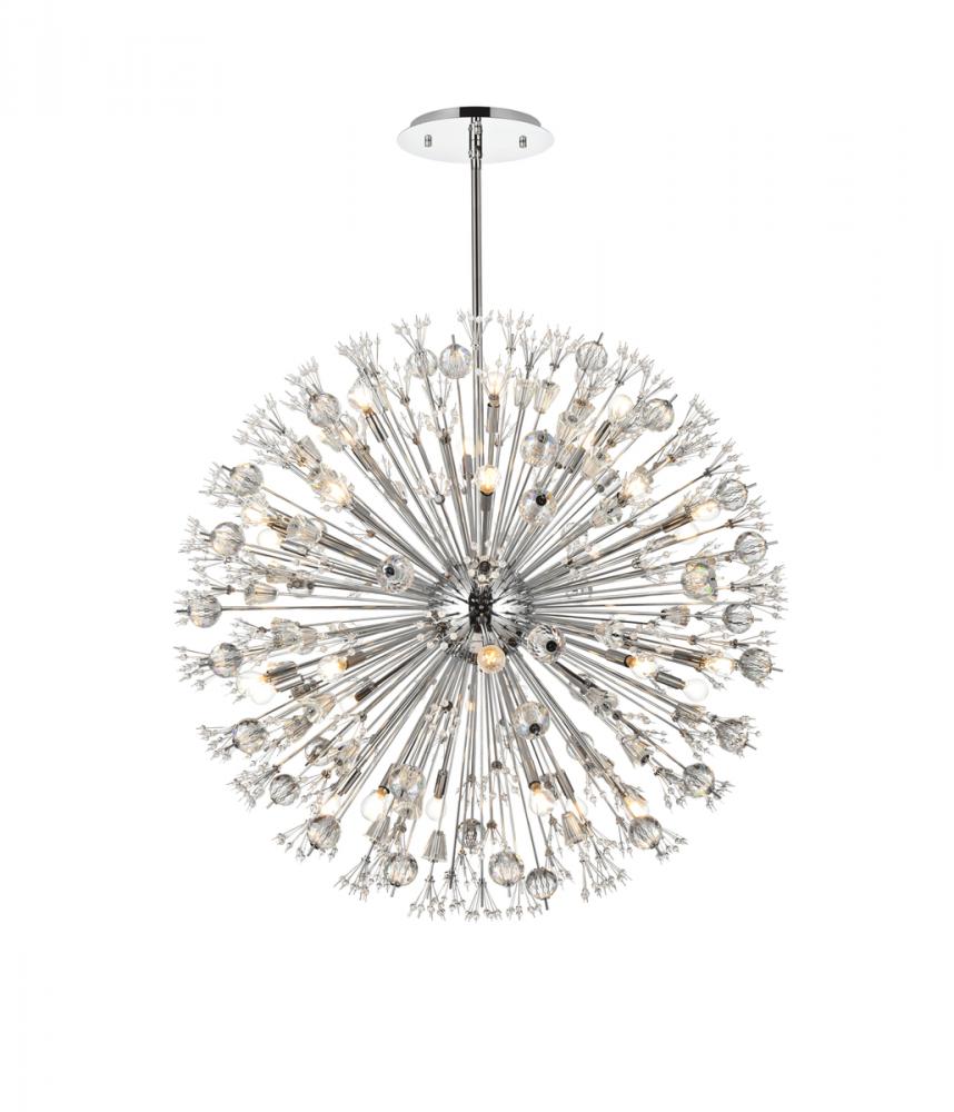 Vera 44 inch crystal starburst round pendant in chrome