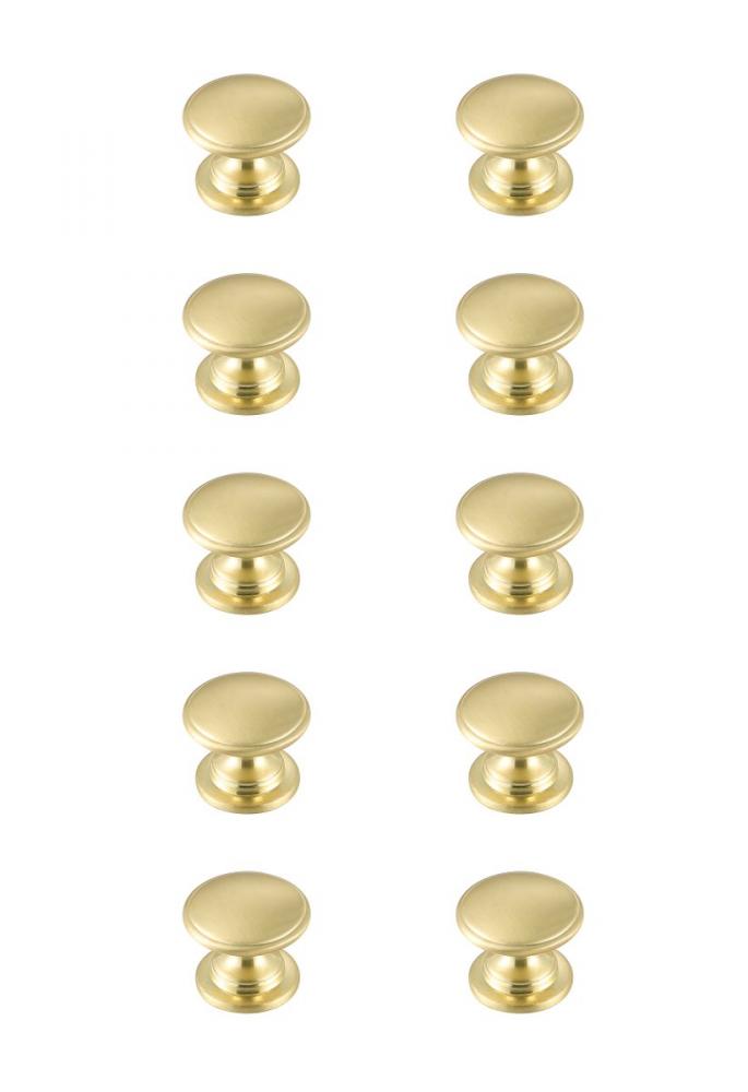 Kaid 1.2&#34; Diameter Brushed Gold Mushroom Knob Multipack (Set of 10)