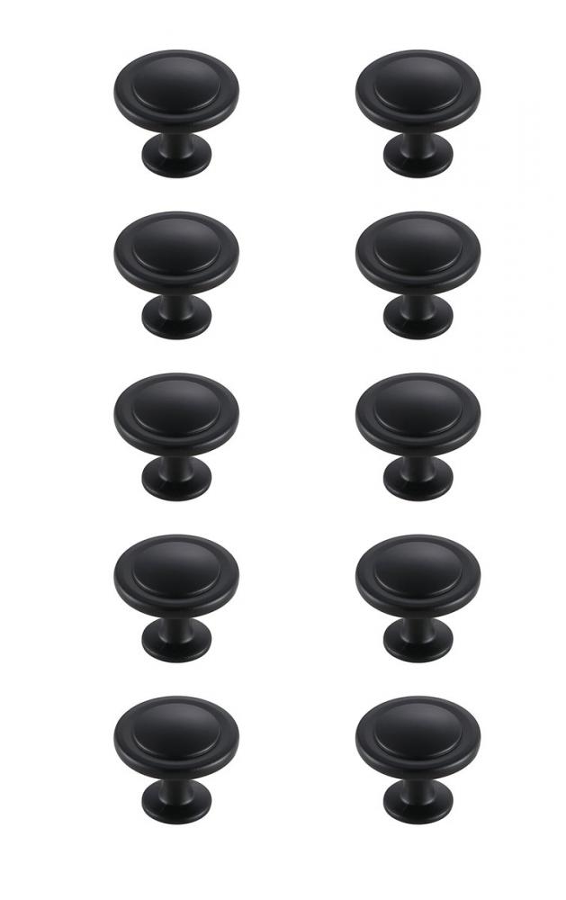 Logyn 1.3&#34; Diameter Matte Black Mushroom Knob Multipack (Set of 10)