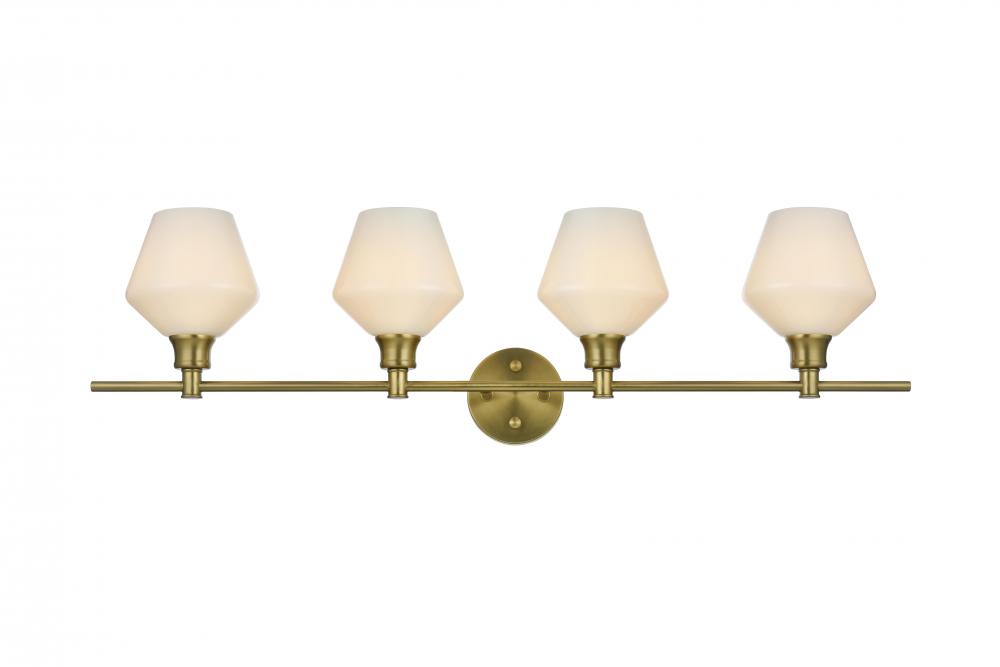 Gene 4 Light Satin Gold and Frosted White Glass Wall Sconce