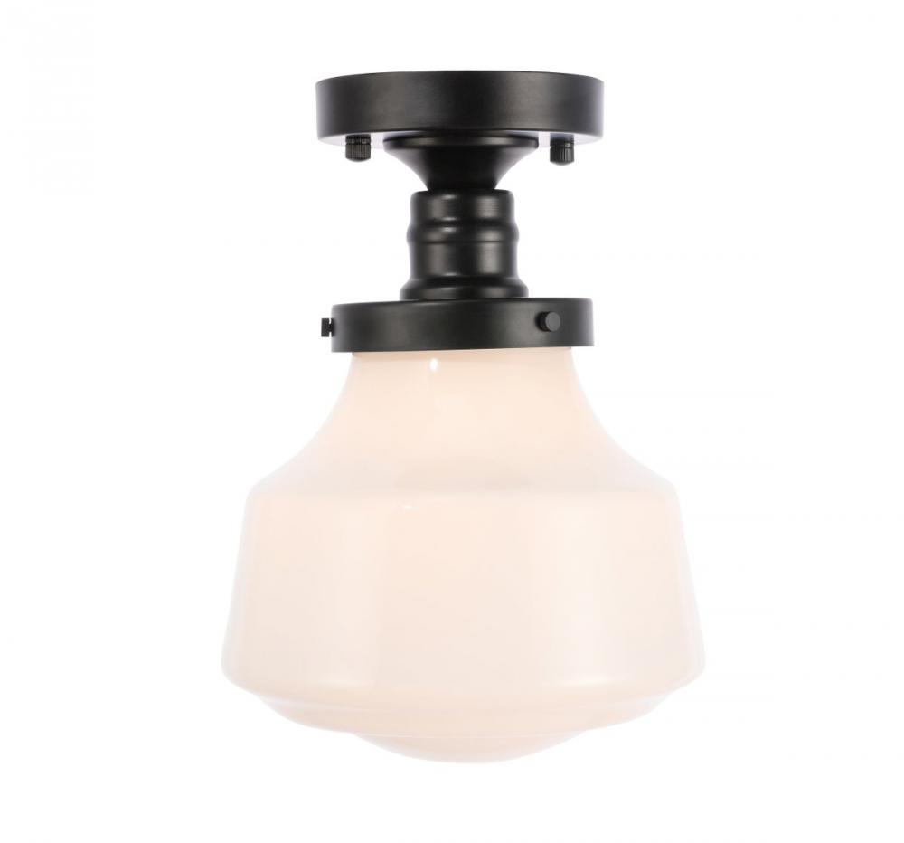 Lyle 1 Light Black and Frosted White Glass Flush Mount