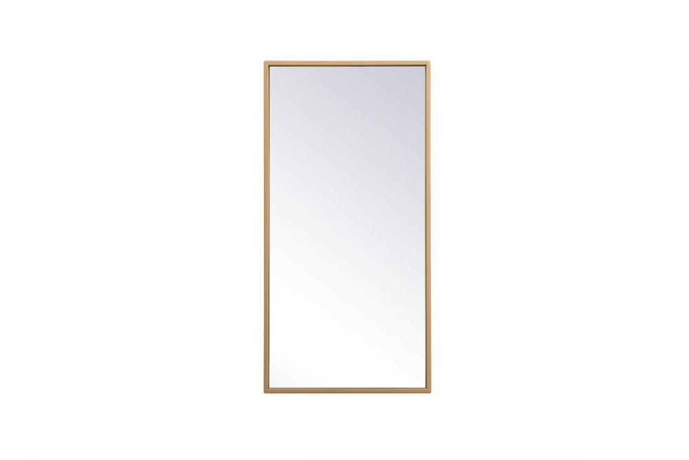 Metal Frame Rectangle Mirror 14x28 Inch in Brass