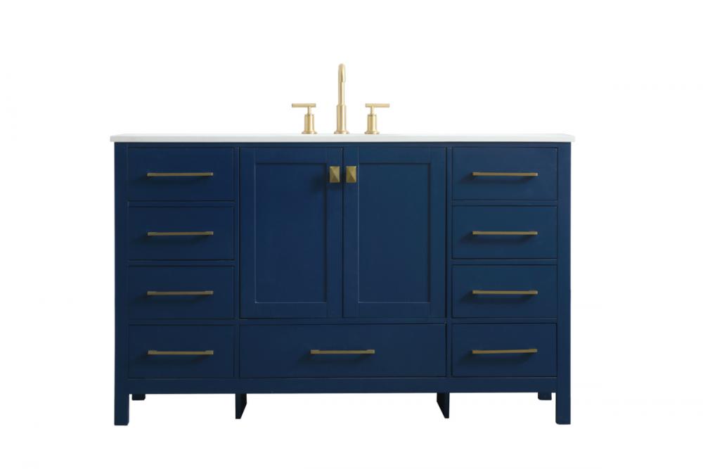 54 Inch Single Bathroom Vanity in Blue