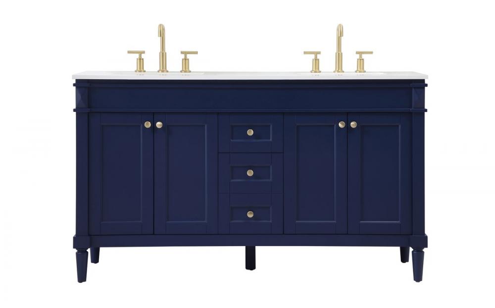 60 Inch Double Bathroom Vanity in Blue