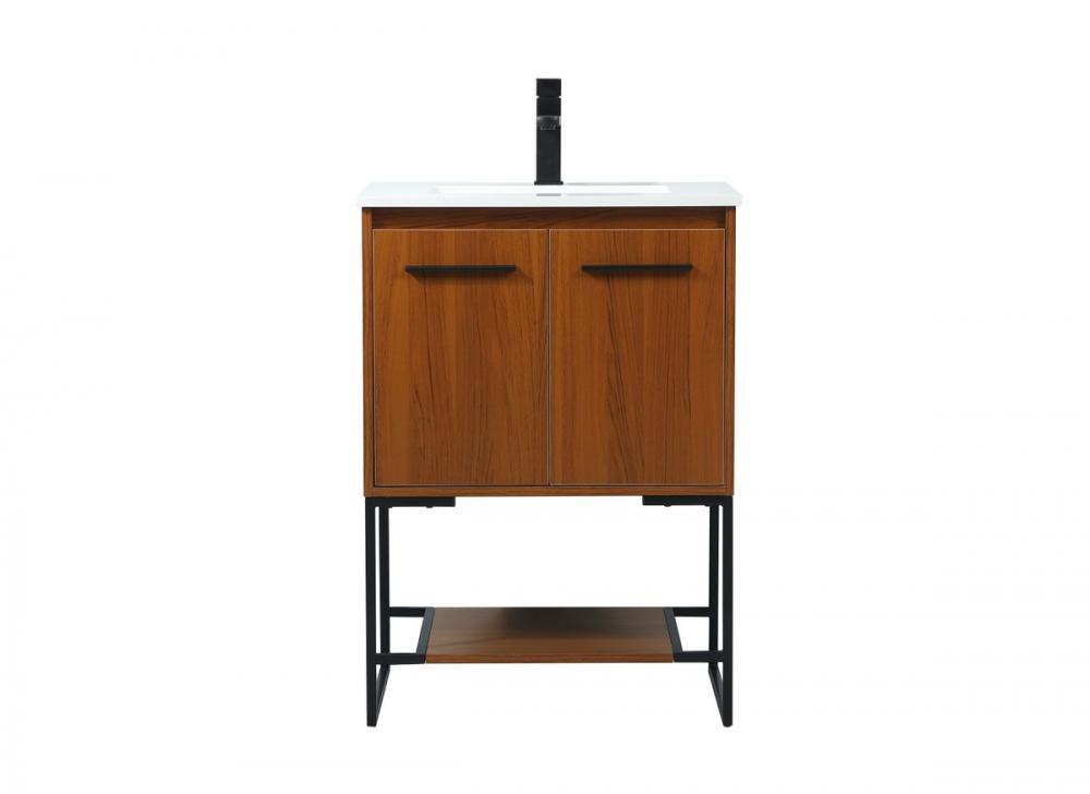 24 Inch Single Bathroom Vanity in Teak