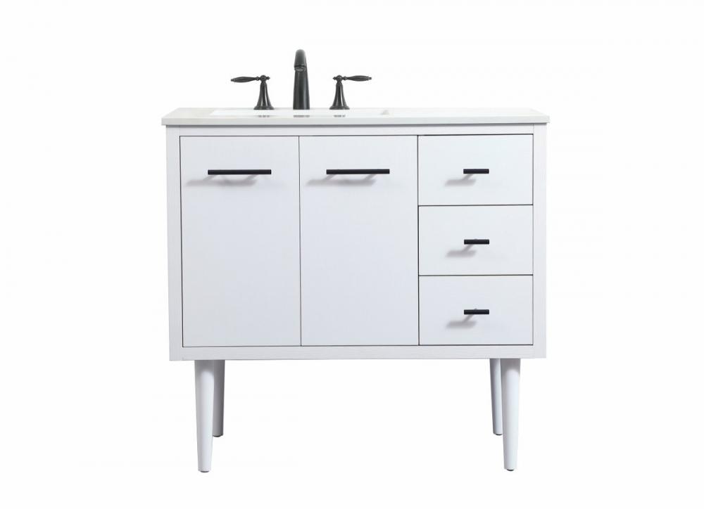 36 Inch Single Bathroom Vanity in White