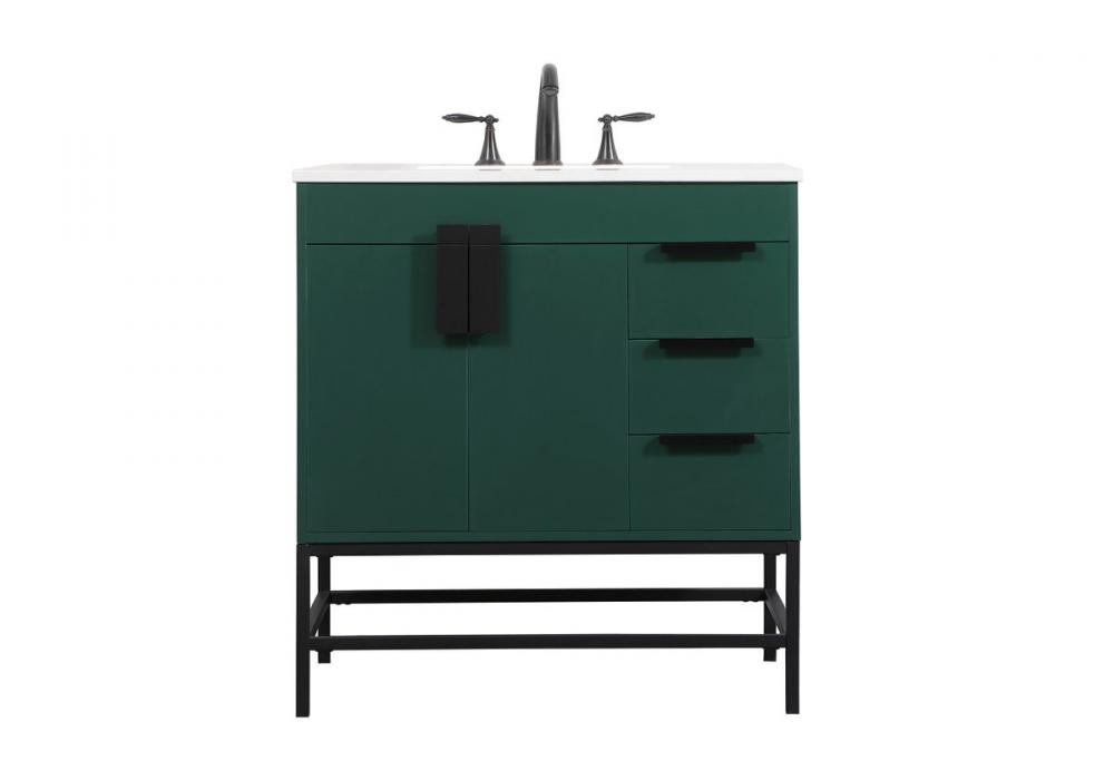 32 Inch Single Bathroom Vanity in Green