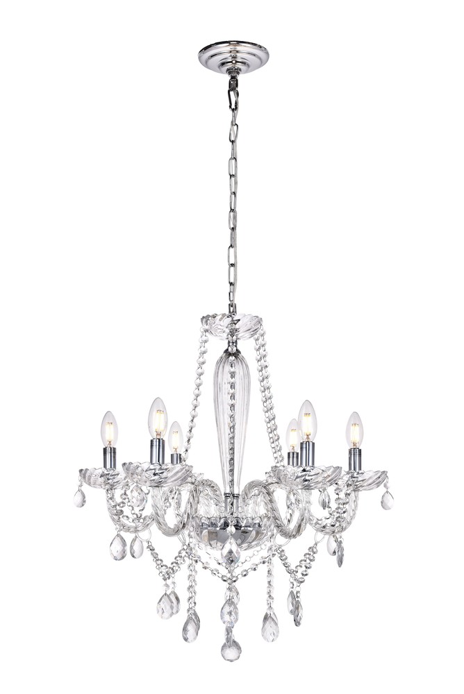 Verdi Collection Chandelier D24 H26 Lt:6 Chrome Finish