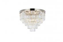 Elegant 1231F32PN/RC - Sydney 17 Light Polished Nickel Flush Mount Clear Royal Cut Crystal