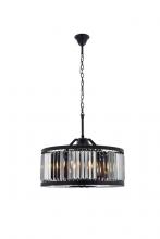 Elegant 1233D28MB-SS/RC - Chelsea 8 Light Matte Black Chandelier Silver Shade (Grey) Royal Cut Crystal