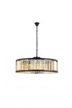 Elegant 1233G43MB-GT/RC - Chelsea 10 Light Matte Black Chandelier Golden Teak (Smoky) Royal Cut Crystal