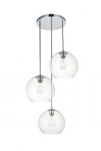 Elegant LD2214C - Baxter 3 Lights Chrome Pendant with Clear Glass