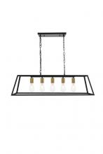 Elegant LD4061D38BRB - Resolute 5 Light Brass and Black Pendant