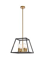 Elegant LD720D16BRK - Declan 16 Inch Pendant in Black and Brass