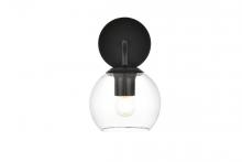 Elegant LD7321W6BLK - Genesis 1 Light Black and Clear Bath Sconce