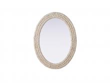 Elegant MR4C2736LN - Oval Cornhusk Mirror 27x36 in Linen White