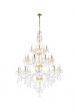 Elegant V7825G43G/RC - Verona 25 Light Gold Chandelier Clear Royal Cut Crystal