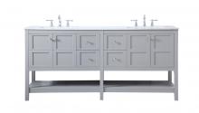 Elegant VF16472DGR - 72 Inch Double Bathroom Vanity in Gray