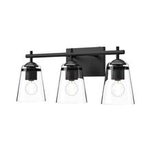 ALORA  VL638221MBCL - Addison 22-in Clear Glass/Matte Black 3 Lights Vanity