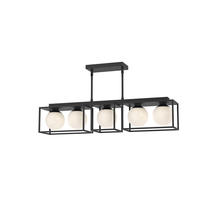 ALORA  LP519535MBOP - Amelia 35-in Matte Black/Opal Matte Glass 5 Lights Linear Pendant