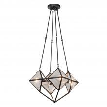 ALORA  CH332421UBCR - Cairo 21-in Ribbed Glass/Urban Bronze 4 Lights Chandeliers