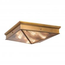 ALORA  FM332919VBCR - Cairo 19-in Ribbed Glass/Vintage Brass 4 Lights Flush Mount