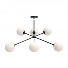 ALORA  CH549640MBOP - Cassia 40-in Matte Black/Opal Matte Glass 6 Lights Chandeliers