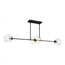 ALORA  LP549448MBCL - Cassia 48-in Matte Black/Clear Glass 4 Lights Linear Pendant