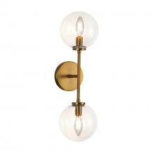 ALORA  WV549220AGCL - Cassia 20-in Aged Brass/Clear Glass 2 Lights Wall Vanity