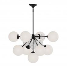 ALORA  CH415331MBOP - Celia 31-in Matte Black/Opal Glass 9 Lights Chandeliers