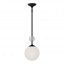 ALORA  PD415308MBOP - Celia 8-in Matte Black/Opal Glass 1 Light Pendant