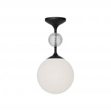 ALORA  SF415308MBOP - Celia 8-in Matte Black/Opal Glass 1 Light Semi Flush Mount