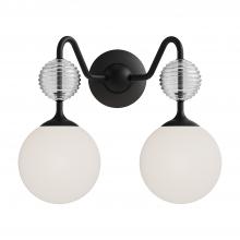 ALORA  VL415315MBOP - Celia 15-in Matte Black/Opal Glass 2 Lights Vanity