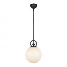 ALORA  PD407910MBGO - Fiore 10-in Matte Black/Glossy Opal Glass 1 Light Pendant