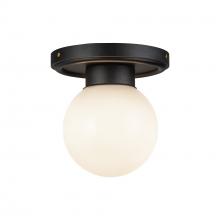 ALORA  SF407306MBGO - Fiore 6-in Matte Black/Glossy Opal Glass 1 Light Semi-Flush